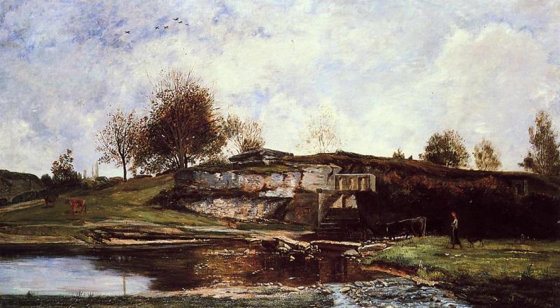 Charles-Francois Daubigny Sluice in the Optevoz Valley